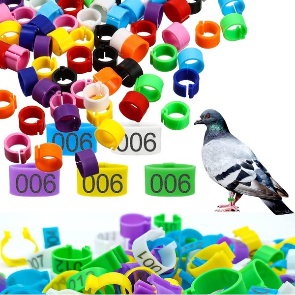 200 pcs Pigeon Foot Rings，Colorful Readable Numbered Bird Identification Leg