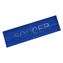 Funny Girl Designs SOCCER Rhinestone Cotton Stretch Headband (Royal Blue)