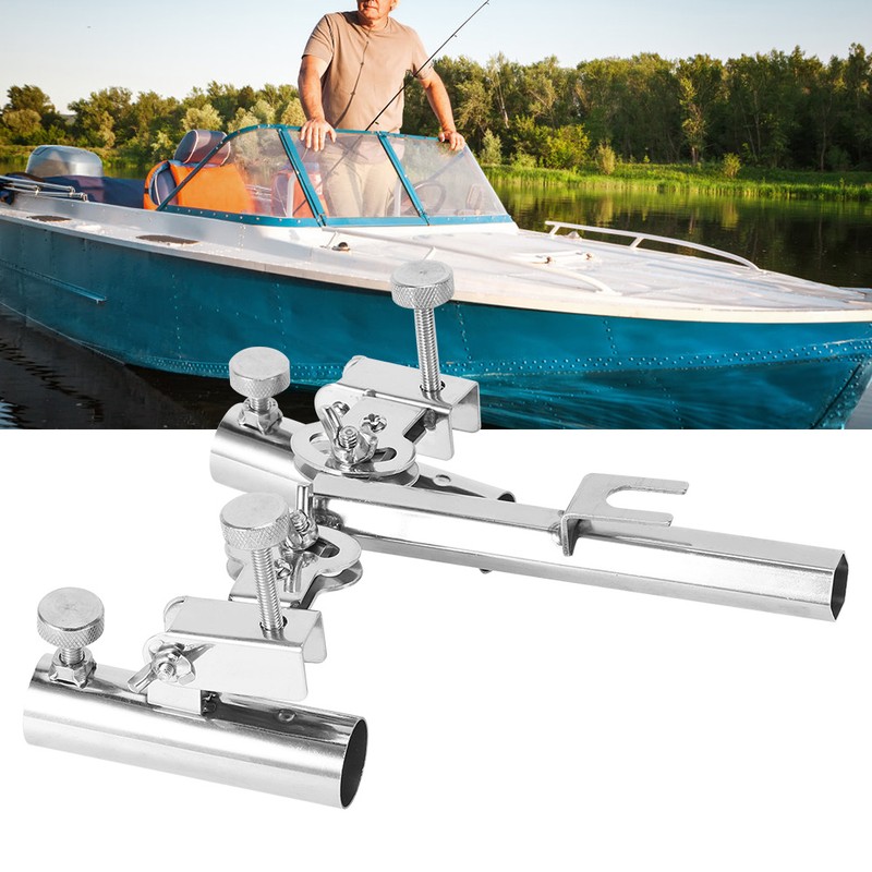 AntiRotary Stainless Steel Double Fishing Rod Holder Stepless FineTuning Fishing