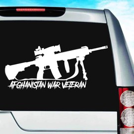 Afghanistan War Veteran Machine Gun Vinyl Decal Sticker Bumper Cling for Car Truck Window Laptop Wall Cooler Tumbler | Die-Cut/No Background | Multi Sizes/Colors, 8-Inch, Black