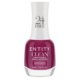 Entity Clean Sparkle & Shine Breathable Nail Lacquer, 0.5 oz, Vegan and Cruelty Free Nail Polish with Added Biotin, Halal Fingernail Polish, Pink Glitter Nail Polish