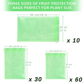 100 Pcs Fruit Protection Bags, 3 Sizes Fruit Netting Bags for Fruit Trees Fruit Cover Mesh Bag with Drawstring Netting Barrier Bags for Plant Fruit Flower