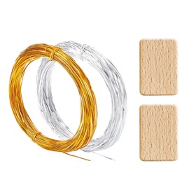Magicaldiy Cloisonne Wire Set, Gold and Silver Aluminum Wire Rolls with Straightening Boards, DIY Jewelry Making Tools Kit