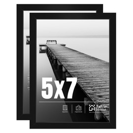 LaVie Home 5x7 Picture Frame 2 pack, Display Pictures 5 x 7 Frame, 5x7 Black Photo Frame with HD Plexiglass, Display Frame for Vertical or Horizontal, Classic Collection