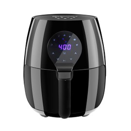 Elite Gourmet EAF-5317DX Digital 5.3Qt Hot Air Fryer 7 Menu Functions 1350W Oil-Less Healthy Cooker, Timer & Temperature Controls, PFOA/PTFE Free, Black