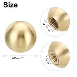 PATIKIL 25mm Ball Lamp Finials Caps Knob, 1 Set Solid Brass Lamp Shade Top Decoration Screw Cap Nuts with Brass Reducing Adapter for Table Floor Lamps