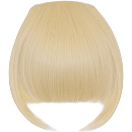 Bangs Hair Clip in Bangs Natural Bleach Blonde Synthetic Flat Bang with Temples Front Face Fringe Bangs Hair Clip for Women