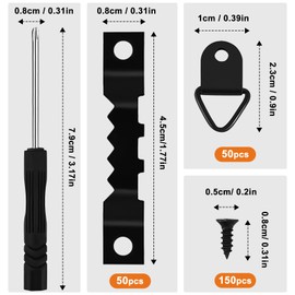 Pack of 251 Picture Hangers, Picture Hangers for Pictures, Hooks Wall for Picture Frames, Prong Hangers with Screws for Photo Frames for Home, Office, Picture, Painting, Hanging, Black