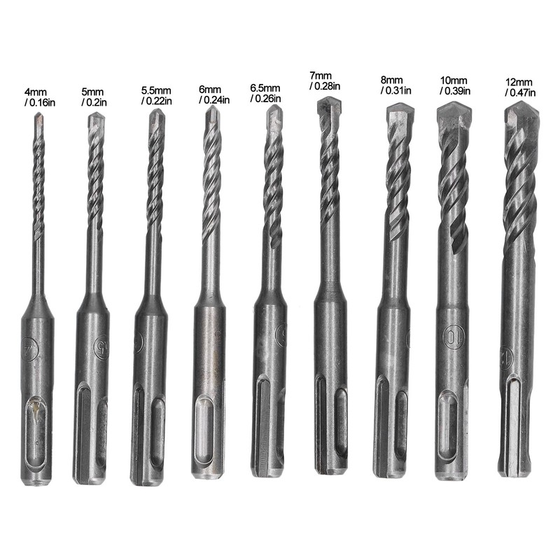 Masonry Drill Bit Set Carbide Tip Rotary Hammer Tool for