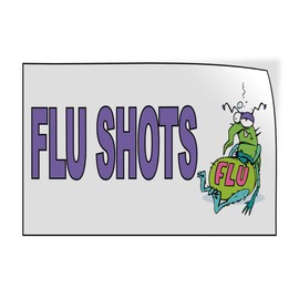 Decal Sticker Multiple Sizes Flu Shots White Purple Health Care Flu Shots for Kids Outdoor Store Sign White - 7inx5in, Set of 5