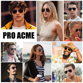Pro Acme Small Aviator Sunglasses Glass Lens, Classic Metal Frame UV400 Protection for Men Women, 55MM (A-Gold/Grey)