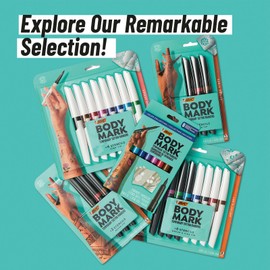 BIC BodyMark Temporary Tattoo Markers for Skin, Precision Series, Fine Tip, 8-Count Pack of Assorted Colors, Skin-Safe*, Cosmetic Quality