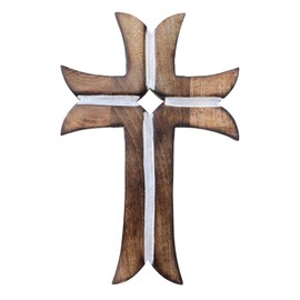 Wooden Wall Cross Rustic Finish Decorative Spiritual Art Sculpture 12” Wall Hanging Blue Religious Rustic French Crosses Gift Idea for Birthdays, Easter, Christmas, Weddings, or Any Occasion
