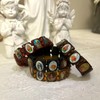 Fnjuucw 4pcs Wooden Jesus Bracelet Saints Rosary, Stretchable Wooden Small