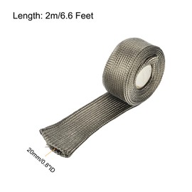 sourcing map Heat Shield Sleeve, 0.8" ID 6.6 Feet Heat Sleeve Automotive Wire Heat Shield Fuel Line Heat Shield Sleeve Heat Sleeve Heat Wrap 800 Degree for Wires, Titanium Color