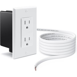 ELECPOW in-Wall Outlet Relocation Kit & Recessed TV Outlet Box | Power Extender for Unreachable Outlets, Cable Concealer System to Hide TV Cords, 2 AC Outlets, Tool-Free Installation, White