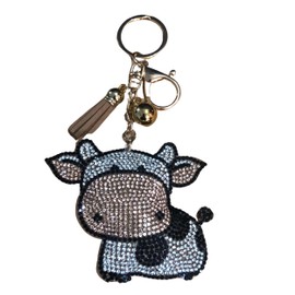 Popfizzy Bling Cow Keychain for Women and Girls, Rhinestone Cow Purse Charm, Rhinestone Cow Gifts, Cool Cow Accessories