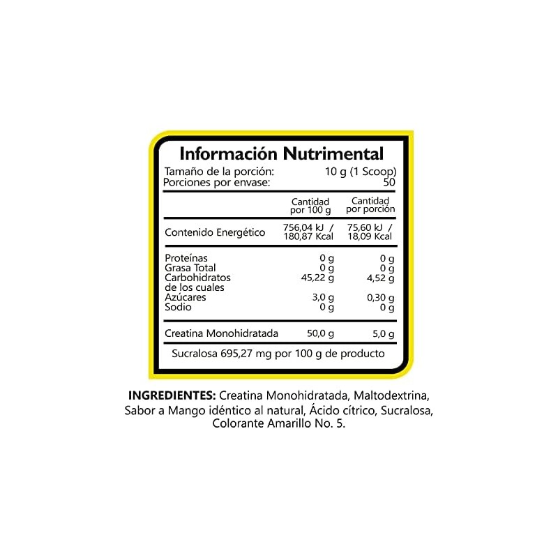BHP NUTRITION- CREATINA MONOHIDRATADA SABOR MANGO 500grs