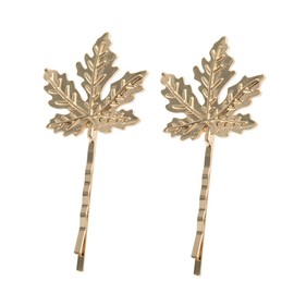 Baluue 2Pcs Maple Leaf Decorative Hairpins Plant Shaped Hair Clips for Thick Thin Hair Creative Golden Headdress Accessories for Weddings Parties Proms and Daily Styling