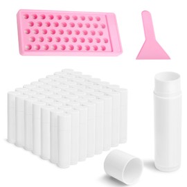 100pcs Lip Balm Container with 1 Organizing Tray - Refillable Empty Lip Balm Tubes Kit with Tray and Scraper BPA-Free for DIY Makeup or Cream Storage, White