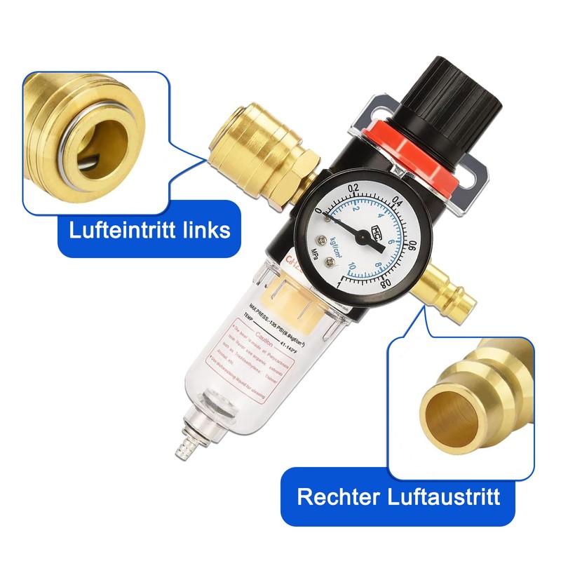 Compressed Air Pressure Regulator, 1/4 Inch Compressed Air Maintenance Unit