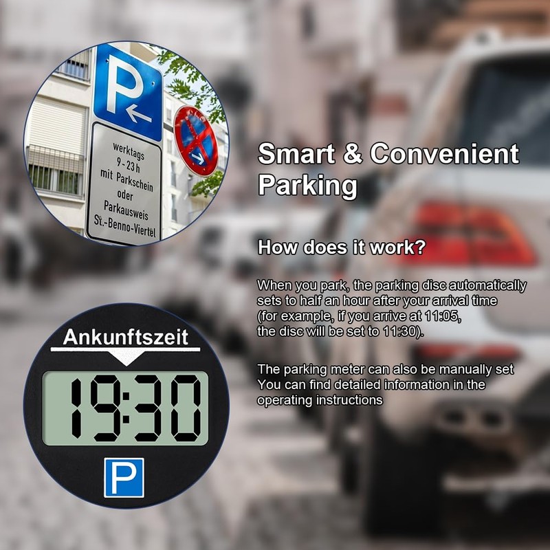 vsshe Electronic Parking Disc, Digital Parking Disc Car, Digital Parking