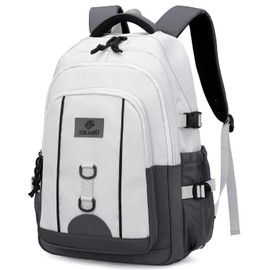 Amythe Backpack for Boys Men, Teenagers School Backpack College Daypack with 15.6 Inch Laptop Compartment, Large Lightweight Casual School Bag for School or Travel, White