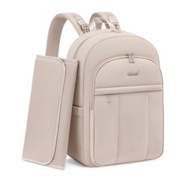 LOVEVOOK Diaper Bag Backpack for Moms, Lightweight Puffy Baby Bag with Changing Pad & Stroller Straps, Large Capacity Waterproof Travel Diaper Backpacks, Ivory