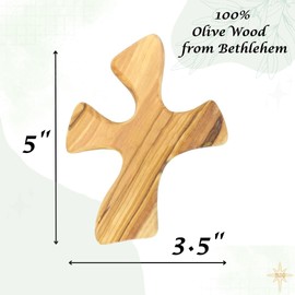 Dacaret Factory Healing Cross | Olive wood | 5'' fits in the hand for praying | Confirmation, First Communion Gifts | Loss of a dear one | Memorial | Christmas Gift (Without Engraving)