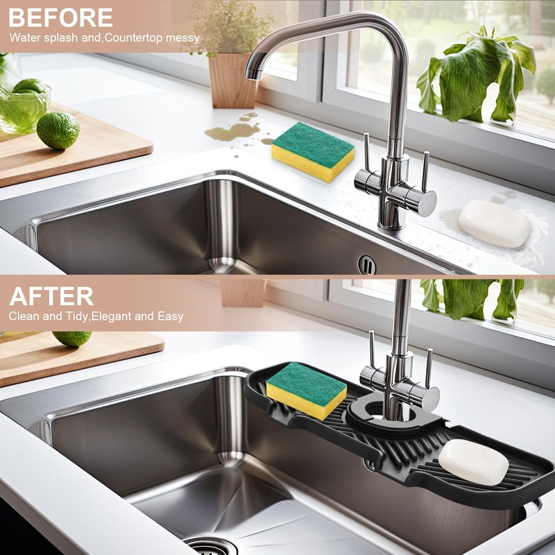 2 Pcs Silicone Faucet Splash Guard 10.6 ” x 4.3”