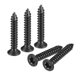 QUARKZMAN #6 x 1 Inch Flat Head Torx/Star Wood Screws, Pack of 100 304 Stainless Steel, Full Thread, Black Coated, Self-Tapping Screws Fit for T10 Bit for Wood, Soft Metal