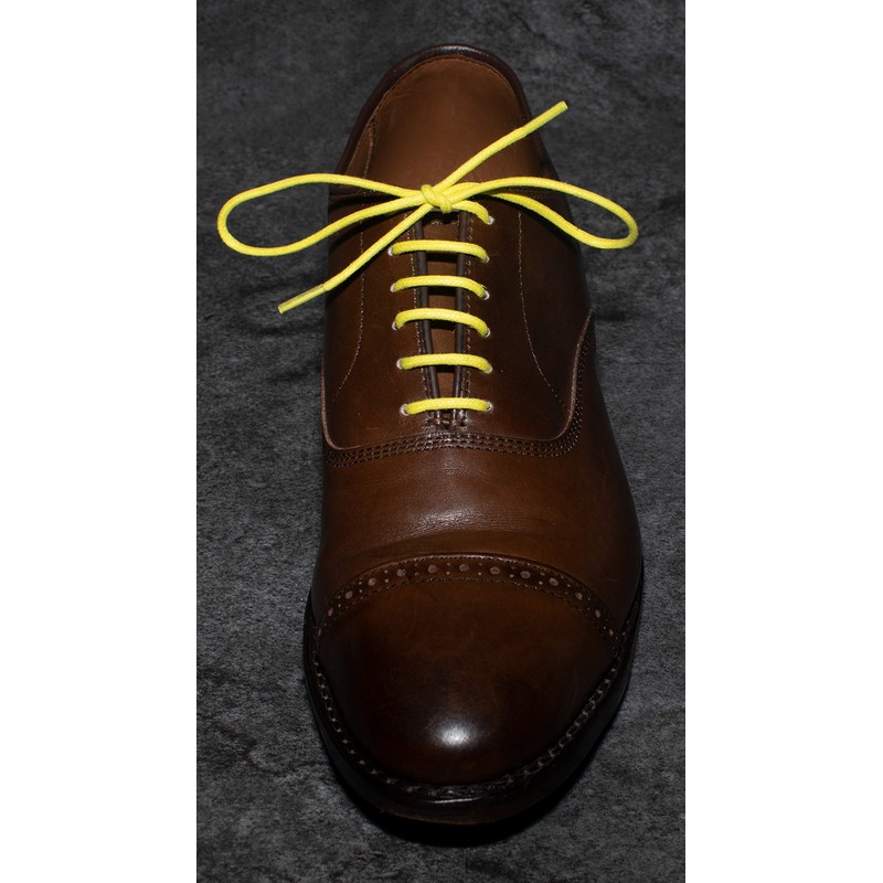 Mens Dress Shoelaces Thin Waxed - Yellow, 30 Inch Long