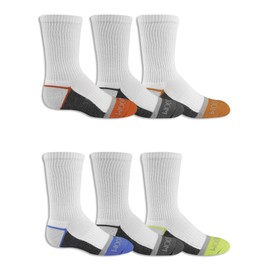 Fruit of the Loom Boy's Little 6 Pair Pack Half Cushion Socks, White assort Off White, 9-2.5