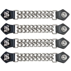 Dream Apparel Faux Leather Motorcycle Vest Extender for Men Biker Double Diamond Cut Chrome Chain 4PCS Per Set