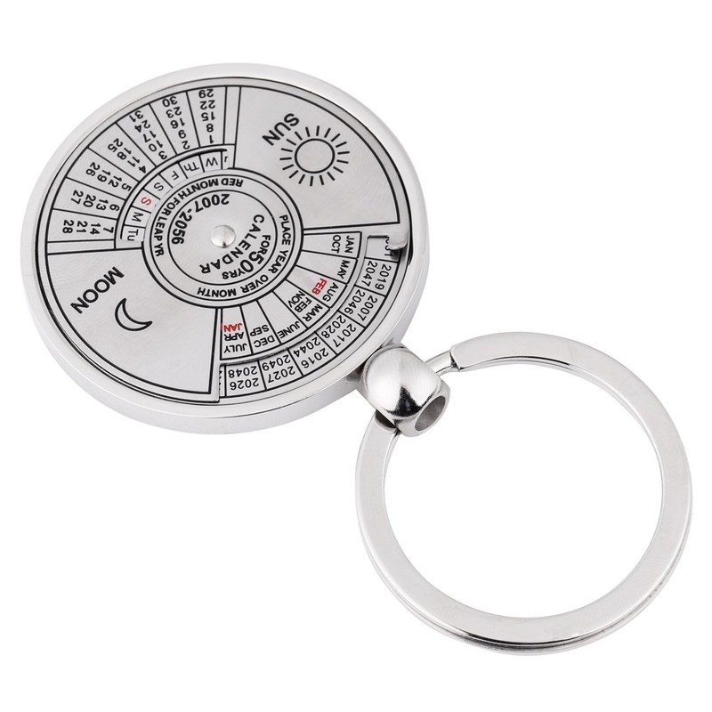 Antique 50 Years Perpetual Calendar Keychain Metal Key Ring Accessory