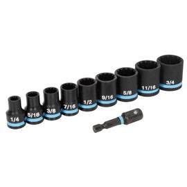 Spyder 10-Piece 3/8-Inch Drive SAE Impact Socket Set with Adapter (19702)