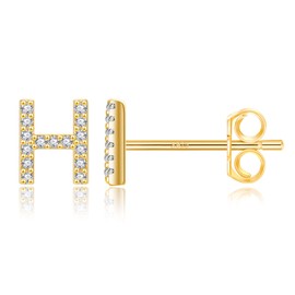 H Initial Earrings - Hypoallergenic Initial Studs Earrings Jewelry Gifts for Women Mens Teen Girlss, Small 14K Gold Plated Letter Earrings Alphabet Earrings for Girls