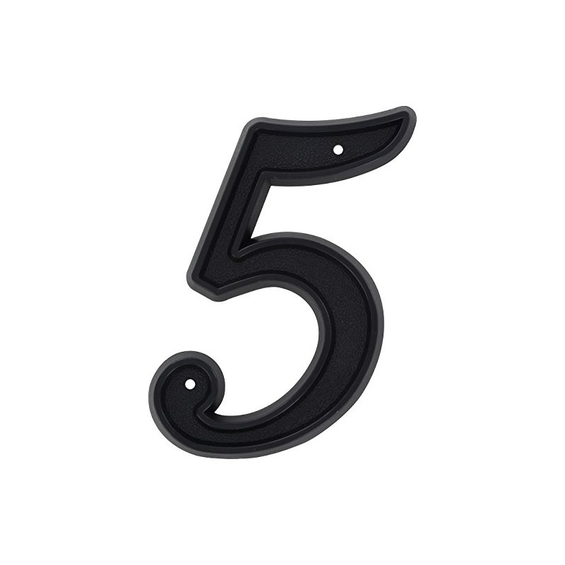 Hillman 844045 6-Inch Plastic House Number 5 , Black