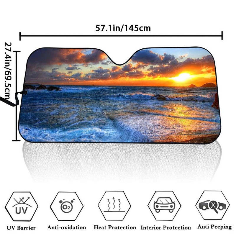 Biyejit Blue Fire Skull Print Car Windshield Visor Cover Thicken