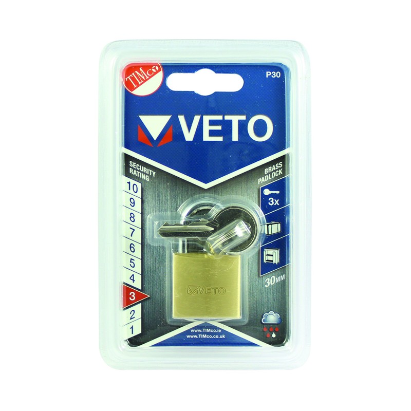 TIMCO Brass Padlock - 30mm