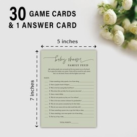Family Feud Baby Shower Game - 30 Cards, Answer Key, Gender Neutral Decorations for Boy & Girl - 06E-Atrovirens