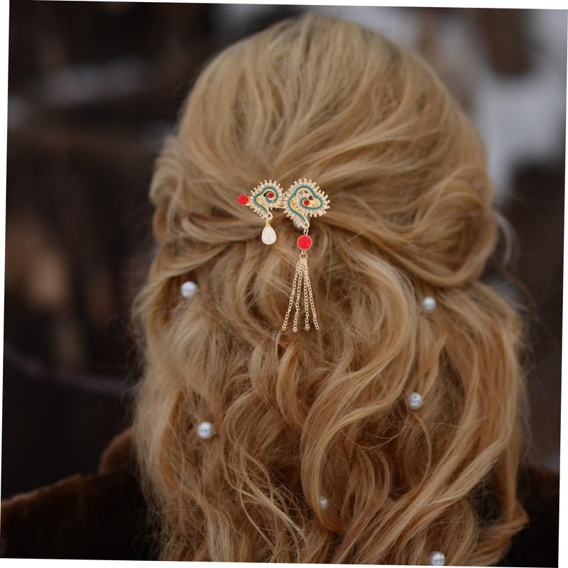 Baluue Chinese Tassel Hair Clip Elegant Ancient Design and Crystals