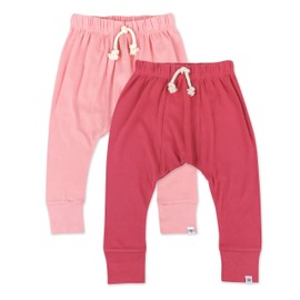 HonestBaby Multipack Honest Pants Joggers Pull on 100% Organic Cotton for Infant Baby and Toddler, Boys, Girls, Unisex, Pink Ombre, 6-9 Months