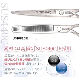 montesoro SUS440C-11R10-M 11 Pieces, Right Handed, 10% with Cloak, Cut Scissors, Hairdresser, Commercial Use, Made of High Quality Material, Rust Resistant