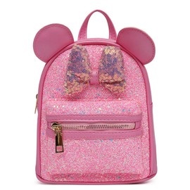 YONNEHE Toddler Girls Bling Glitter Bowknot Backpack Kindergarten Preschool Mini Backpack Kids Children Satchel Purses Daypack (pink)