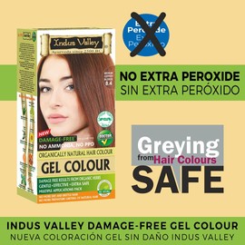 Indus Valley Natural Organic Damage Free Gel Hair Color | Ammonia Free, Vegan & Cruelty Free | Up to 100% Gray Coverage, Long Lasting Results |Medium Copper Blonde 8.4 (20gram+200ml)