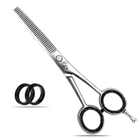 Wishbeauty Hairdressing Barber Hair Scissor for Professional Hairdressers Barbers Stainless Steel (6 inches) Hair Cutting Shears - for Salon Barbers, Men, Women, Children and Adults (Silver Thinning)