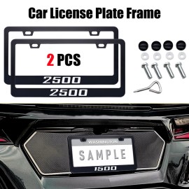 JYMAOYI 2X For Dodge Ram 2500 Cab Accessories Metal License Plate Tag Frame Cover Black