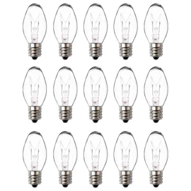 Snnalosses 7 Watt Night Light Bulb Warm White Replacement Bulbs - E12 Window Candle Light Bulbs - Warm White Glow - Dimmable,15 Pack (Night Light Bulbs 7 Watt)