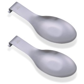 Vila KuChe Stainless Steel Spoon Rest for Kitchen Spoon Holder Counter Cooking Utensil Rest Spoon Heavy Duty Dishwasher Safe 2pcs (Silver)